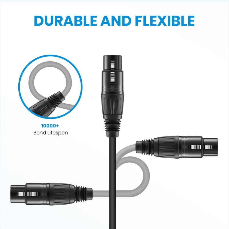 Moukey XLR Cables 10ft XLR 10 Feet Microphone Male to Female Mic Cables Cord, Black 6-Pack - Image 4